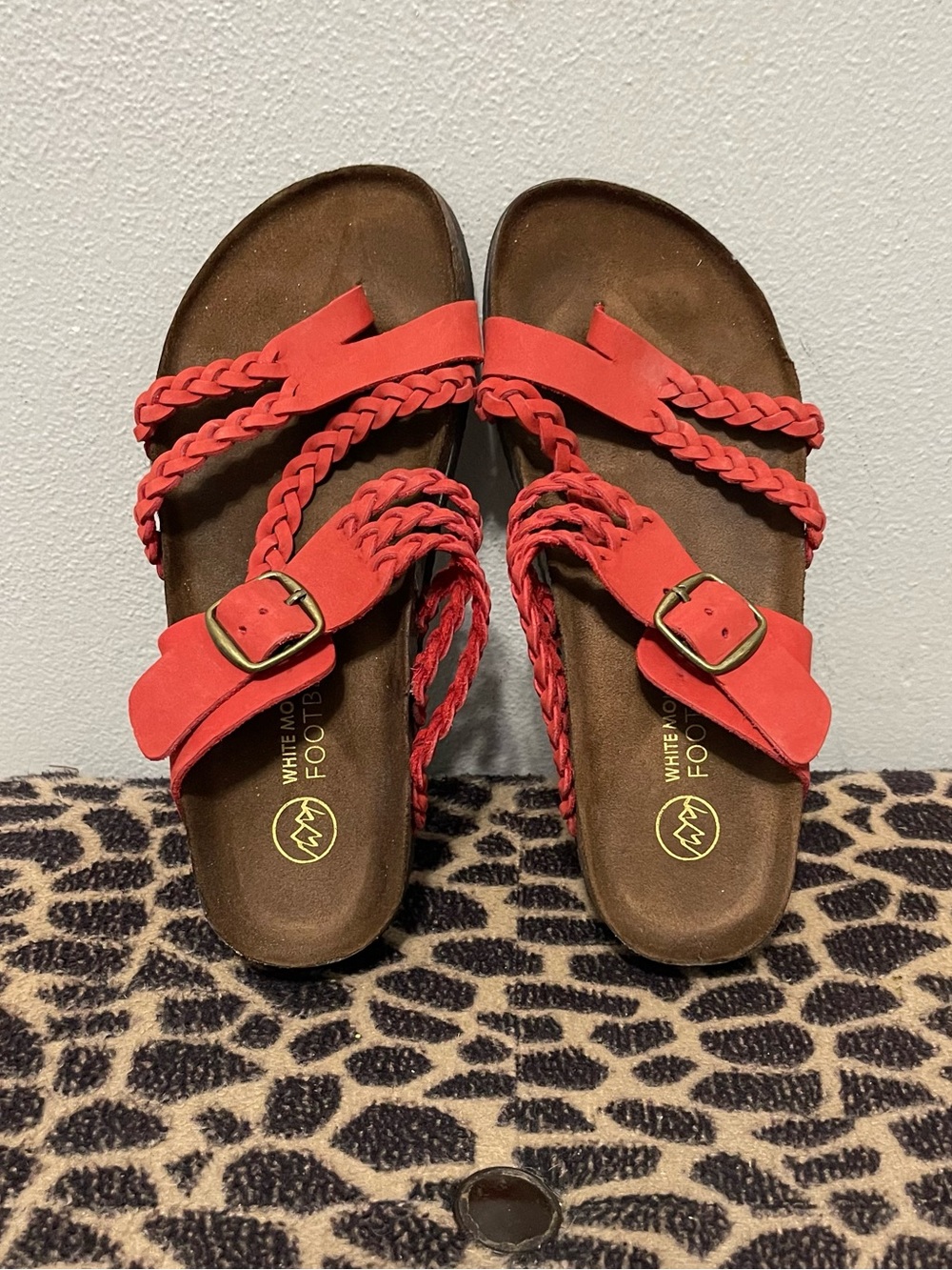 White Mountain Footbeds Braided Strap Sandals Red Comfort Summer Womens 7